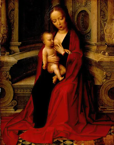 The Virgin Nursing the Christ Child by Адриан Изенбрандт — digital art print download