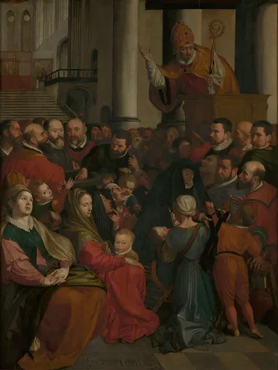 Saint Eligius of Noyon Preaches in Antwerp by Ambrosius Francken I, 1588 — digital art print download