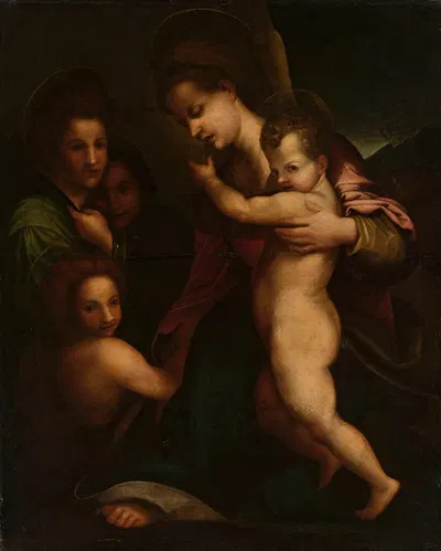 Madonna with Child Jesus and St. John by Andrea del Sarto, 1500-1525 — digital art print download