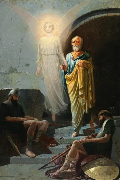 An Angel Frees Peter from the Dungeon by Andrei Ryabushkin — digital art print download