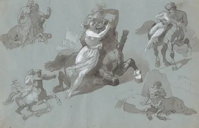 Nessus and Dejanira in Four Poses, and the Dying Nessus by Hippolyte Lalaisse — digital art print download
