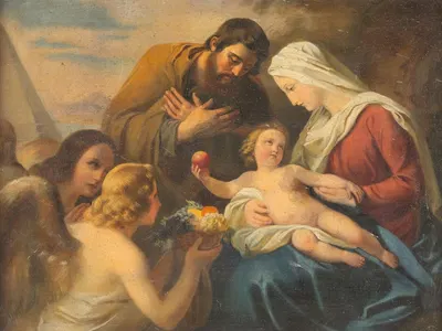 Adoration of the Holy Family by Austrian School — digital art print download