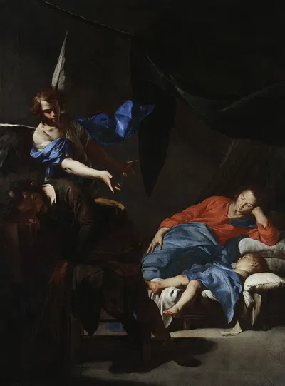 Dream of St. Joseph by Bernardo Cavallino, c. 1645 — digital art print download