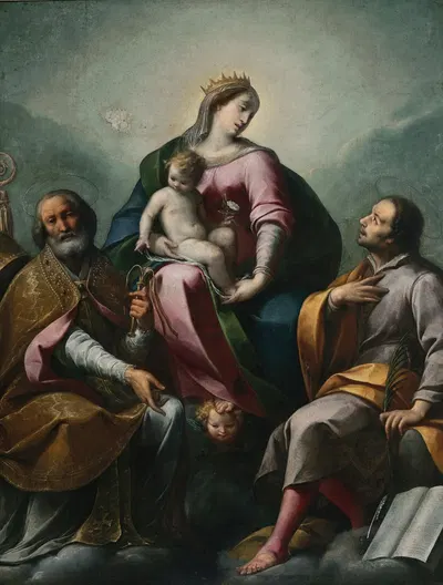 Madonna and Child with Saints by Карло Франческо Нуволоне — digital art print download