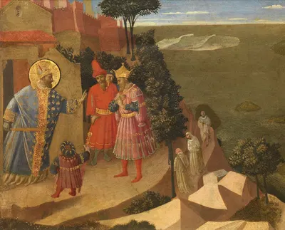 Saint Romuald Refuses Emperor Otto III Admission to the Church by Fra Angelico, 1435 — digital art print download