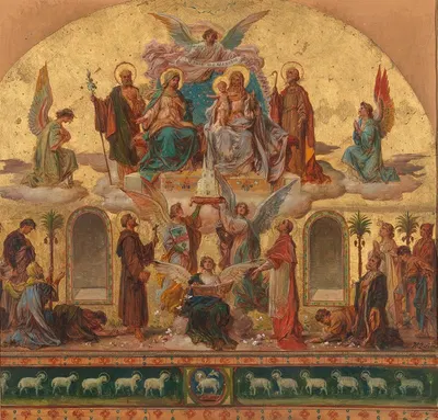 Entwurf zum in grossen Dimensionen ausgeführten Hauptbilde in der Pfarrkirche St. Anna in Baumgarten Wien by Hans Zatzka —…