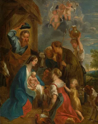 The Adoration of the Shepherds by Якоб Йордаанс — digital art print download