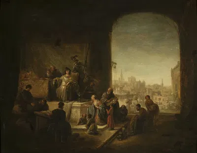 Joseph selling grain in Egypt by Якоб Виллемсз. де Вет — digital art print download