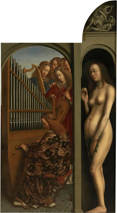 Music-making Angels and Eve by Ян ван Эйк — digital art print download