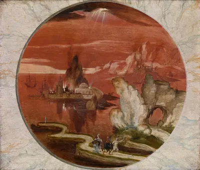 Lot and his Family Flee Sodom and Gomorrah by Иоахим Патинир — digital art print download