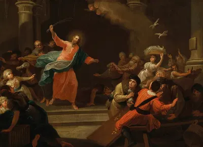 Christ driving the money changers from the Temple by Johann Josef Karl Henrici — digital art print download