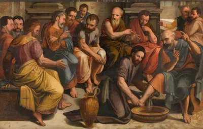Christ Washing the Feet of the Apostles by Lambert Van Noort, 1560 — digital art print download