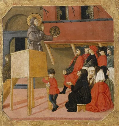 Saint Bernardino of Siena Preaching by Джованни ди Сер Джованни (Ло Шеггия) — digital art print download