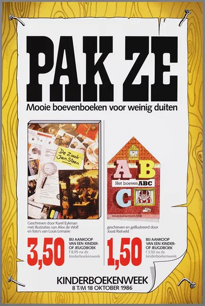 Pak ze; Mooie boevenboeken voor weinig duiten; Kinderboekenweek 8 – 18 oktober 1986 by CPNB, 1986 — digital art print…