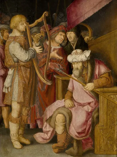 David Playing his Harp for Saul by Лукас Ван Лейден — digital art print download