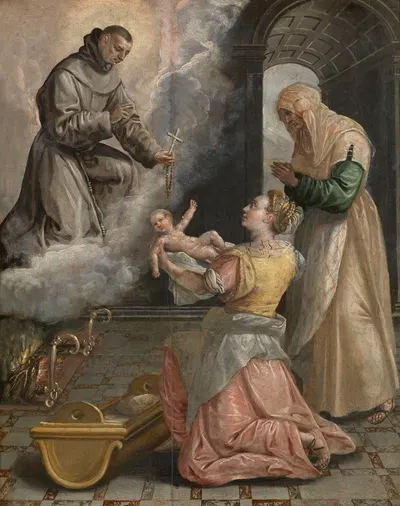 Saint Didacus Brings the Stillborn Girl to Life by Мартен де Вос — digital art print download