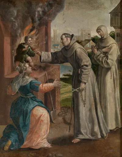 Saint Didacus Saves a Boy From the Oven by Мартен де Вос — digital art print download
