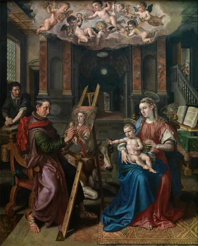 Saint Luke Painting the Virgin by Мартен де Вос, 1602 — digital art print download