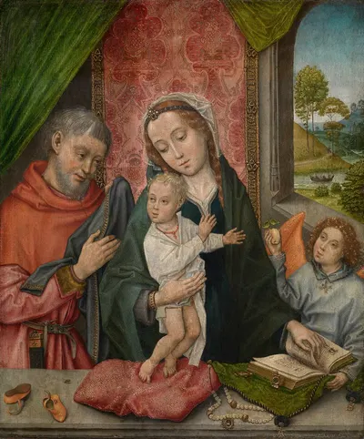 The Holy Family with an Angel by Мастер 1499 года, 1500 — digital art print download