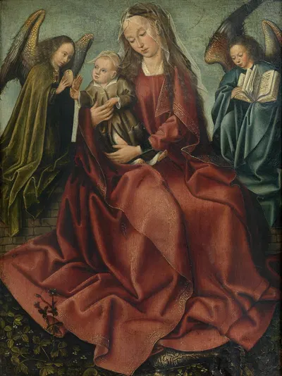 The Virgin and Child Between Two Angels by Мастер Франкфурта, 1495 — digital art print download