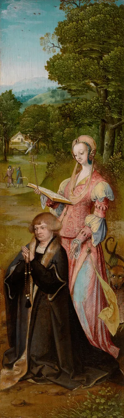 Saint Margaret of Antioch with Donor by Master of the Antwerp Adoration, 1519 — digital art print download