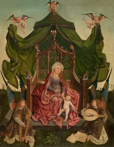 Madonna Enthroned by Master of the Antwerp Triptych of Maria, 1475-1499 — digital art print download