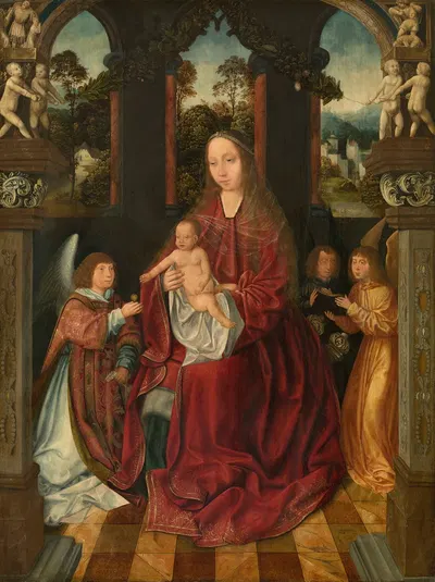 Madonna with Angels by Master of the Holy Blood — digital art print download