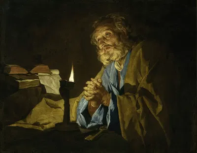 Saint Peter in prayer by Маттиас Стом, 1633-1640 — digital art print download