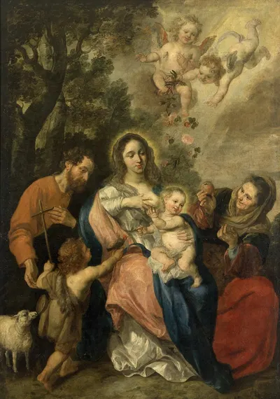 The Holy Family with John the Baptist by Nicolas de Liemaker — digital art print download