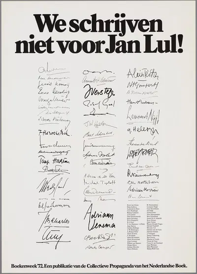We schrijven niet voor Jan Lul! ; Boekenweek '72 by CPNB, 1972 — digital art print download
