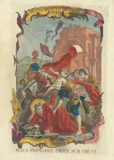 Jesus Primavice Cadit Sub Cruce by Remondini, 1775 - 1800 — digital art print download