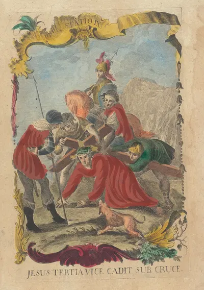 Jesus Tertia Vice Cadit Sub Cruce by Remondini, 1775 - 1800 — digital art print download