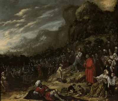 Miracle of the multiplication of bread (John 6-1-13) by Rombout Van Troyen, c. 1640 — digital art print download