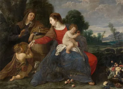 Madonna with the Infant Saint John the Baptist and Elisabeth by Theodoor Rombouts — digital art print download