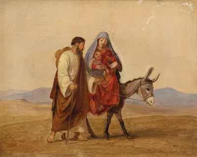 The Holy Family on the run. Sketch by Wilhelm Marstrand — digital art print download
