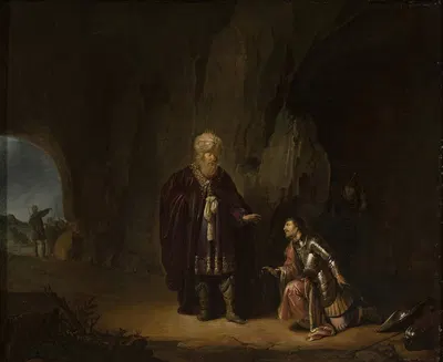 Saul and David in the cave of En-Gedi by Willem de Poorter — digital art print download