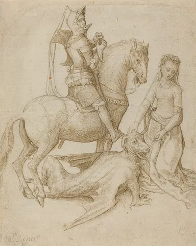 Saint George and the Dragon by Хуго ван дер Гоес — digital art print download