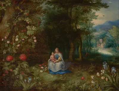 The Virgin and Child in a wooded landscape by Абрахам Говаертс — digital art print download