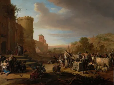 Saints Paul and Barnabas at Lystra (Sacrifice at Lystra) by Бартоломейс Бринберг, 1637 — digital art print download