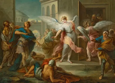 The Blinding of the Inhabitants of Sodom by Charles-André van Loo — digital art print download