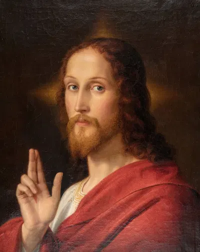Christ blessing (self-portrait) by Эрнст Дегер, 1859 — digital art print download
