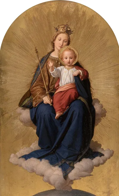 Regina Coeli; Virgin and Christ Child enthroned in the clouds by Эрнст Дегер — digital art print download