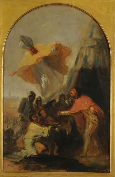 Aparición de San Isidoro al Rey Fernando el Santo ante los muros de Sevilla by Francisco de Goya, 1798-1800 — digital art…