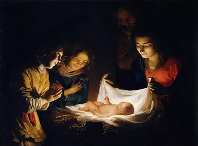 Adoration of the Child by Жерар ван Хонтхорст — digital art print download