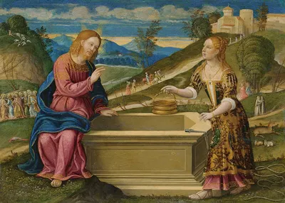 Christ and the Woman of Samaria by Girolamo da Santacroce — digital art print download