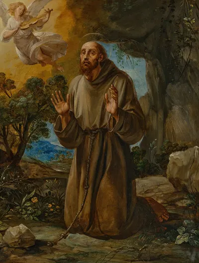 Saint Francis at prayer by Giuseppe Cesari — digital art print download