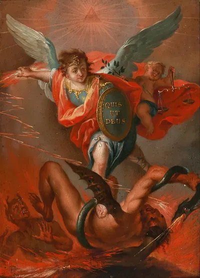 Archangel Michael Slaying the Dragon by Gottfried Bernhard Göz — digital art print download