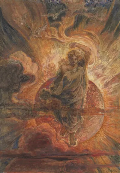 'And I saw an angel standing in the sun' (Rev. 19-17) by Henry John Stock, 1910 — digital art print download