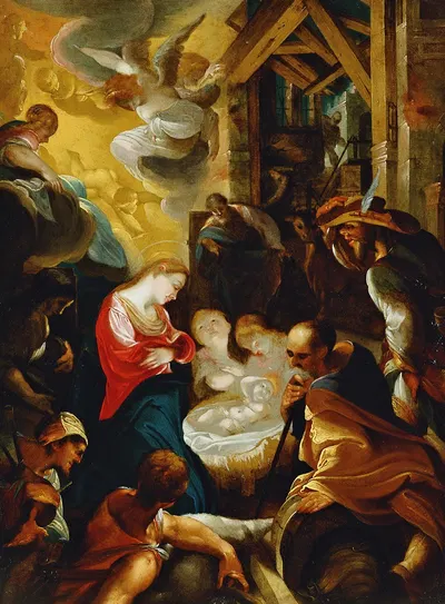 The Adoration of the Shepherds by Иосиф Хайнц Старший — digital art print download