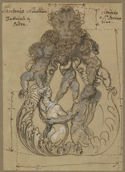 Door Knocker with Triton,Nereid, and Putti by Итальянская школа — digital art print download
